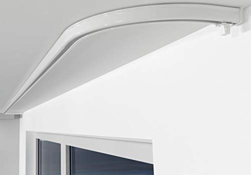 ALOHA Gardinenschiene aus Aluminium Vorhangschienen, Deckenbefestigung 1, 2, 3, 4, 5 -läufig für Schiebevorhänge, Vorhänge (ITU / 1-läufig/Durchschleuderbogen/Weiß) von ALOHA