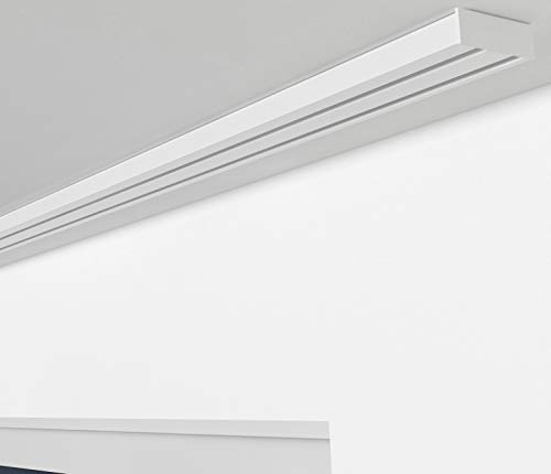 ALOHA Gardinenschiene aus Aluminium Vorhangschienen, Deckenbefestigung 1, 2, 3, 4, 5 -läufig für Schiebevorhänge, Vorhänge (RIO / 2-läufig / 440cm / nur Gardinenschiene/Weiß) von ALOHA