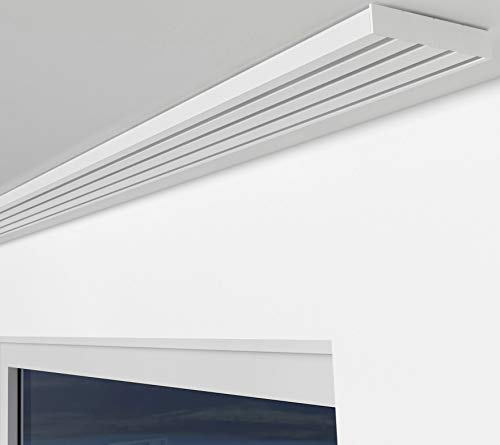 ALOHA Gardinenschiene aus Aluminium Vorhangschienen, Deckenbefestigung 1, 2, 3, 4, 5 -läufig für Schiebevorhänge, Vorhänge (RIO / 4-läufig / 520cm / nur Gardinenschiene/Weiß) von ALOHA