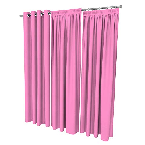 ALOHA Vorhänge Vorhang Elegant Hochwertig Gardine für Schlafzimmer, Wohnzimmer Uni einfarbig Farbe und Größe wählbar (Pink/mit Kräuselband / 135cm x 175cm / 2er Set) von ALOHA