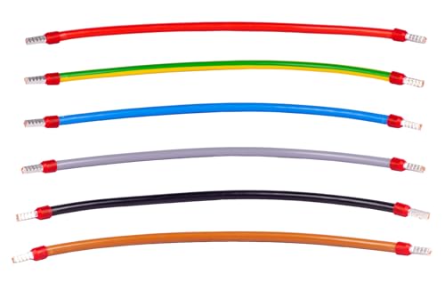Verdrahtungsbrücken H07V-K flexibel 125mm 265mm 365mm 500mm 1000mm schwarz blau grün gelb grau braun blau rot 6mm² 10mm² 16mm² (10mm² 125mm Rot isoliert) von ALPTEG