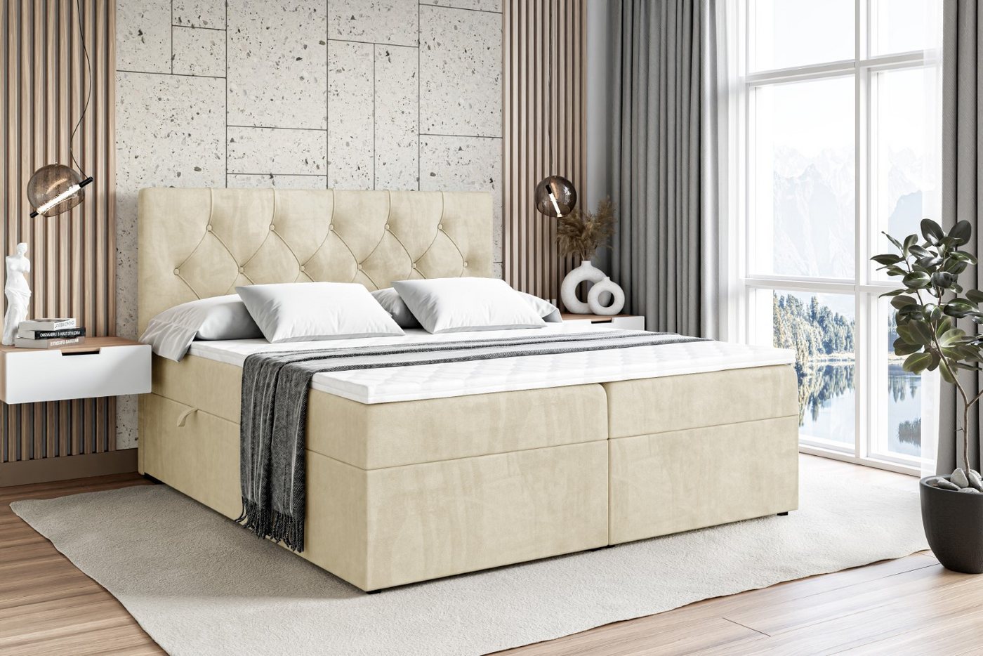 ALTDECOR Boxspringbett ROMAN (Multipocket-Matratze H4. H3 Matratze Bonellfederung. Topper. Kopfteil) von ALTDECOR