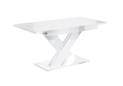 ALTDECOR Esstisch ausziehbar, ideal als Küchentisch, Esszimmertisch - oder Wohnzimmertisch, solide Konstruktion aus Möbelplatte, 140-180x80x75 cm - Weiß Hochglanz - RONX von ALTDECOR