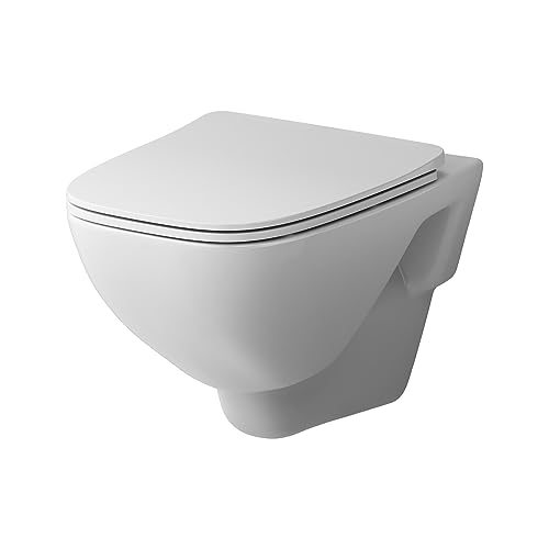 Spülrandloses WC, Toilette für Gäste-WC mit Softclose Toilettensitz, Hänge-WC CXA1700SC X-Joy FlashClean aus Keramik, Wand-WC, 355mm kurz, Weiß von AM.PM