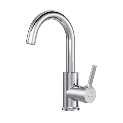 Wasserhahn Bad 360° Drehbar - Waschtischarmatur Hoch mit Drehbarem Auslauf - Waschtischmischer Langer Auslauf 180mm - Einhandmischer Waschbecken für Küche, Badezimmer - AM.PM X-Joy S FXB02700, Chrom von AM.PM