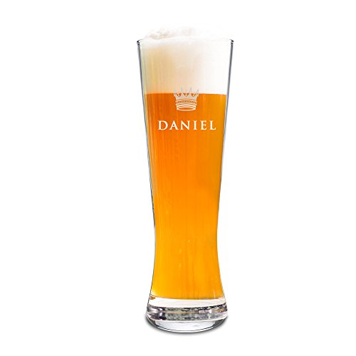 AMAVEL Weizenbierglas mit Gravur, Personalisiert mit Namen, Krone, Individuelles Weizenglas, ca. 0,5 l von AMAVEL