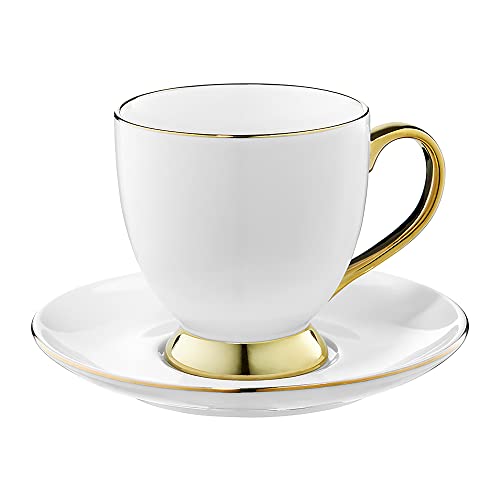 AMBITION Kaffeetasse mit Untertasse Royal 220 ml Porzellantasse Porzellanbecher Kaffee Tee Cappuccino Milch gold Dekor von AMBITION