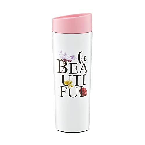 AMBITION To go Becher 340 ml Thermobecher to go Edelstahl Quick Press Verschluss Blumenmuster Pastellfarben Geschenkidee Garden Kollektion Rosa Be Beautiful von AMBITION