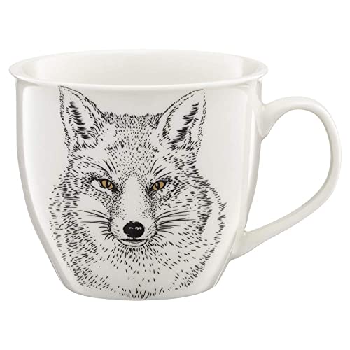 Kaffeetasse Tasse XXL 550 ml Porzellan Becher Teetasse Tasse Wild Animals (Fox) von AMBITION
