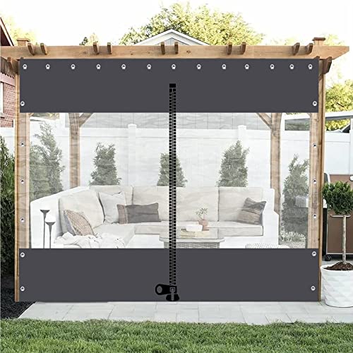 AMDHZ Pergola wasserdichte Seitenwände Durchsichtig Wetterfeste Vorhänge für Draußen Kunststoffplanen für Terrassen Mit Ösen, Anpassbar (Color : Clear Gray B, Size : 2x2m) von AMDHZ