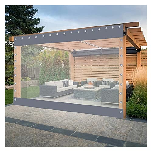 AMDHZ Wasserdichter Vorhang for Den Außenbereich Transparent PVC Reißfestigkeit 0, 50mm mit Ösen Beschattung Oben und Unten for Terrasse, Pavillon, Garten (Color : Clear Gray, Size : 2.2x2.5m) von AMDHZ