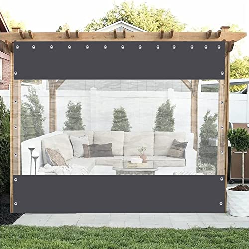 Pergola wasserdichte Seitenwände Durchsichtig Wetterfeste Vorhänge für Draußen Kunststoffplanen für Terrassen Mit Ösen, Anpassbar (Color : Clear Gray A, Size : 1.80x2m) von AMDHZ