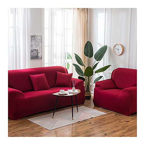 AMDXD Sofa Überwürfe 1 Sitzer, Einfarbig Stretch Anti-Rutsche Sofahusse für Wohnzimmer, in Polyester, Anti-Rutsch, Elastischer, Weinrot von AMDXD