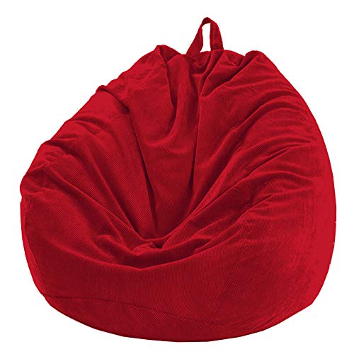 AMGJ Sitzsack Bezug ohne Füllung, Sitzsackhülle aus Cordstoff Sitzsack Abdeckung für Kinder und Erwachsene,Rot,100x120cm von AMGJ