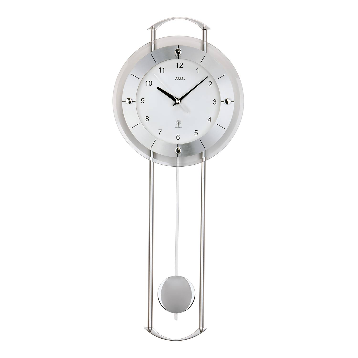 AMS Pendelwanduhr City Bell Eisen 24x60x10 cm (BxHxT) Silber von AMS