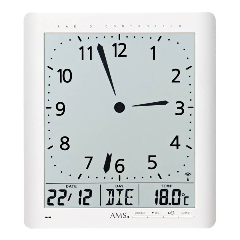 AMS Wanduhr Banya II Kunststoff 21x24x3 cm (BxHxT) Weiß von AMS