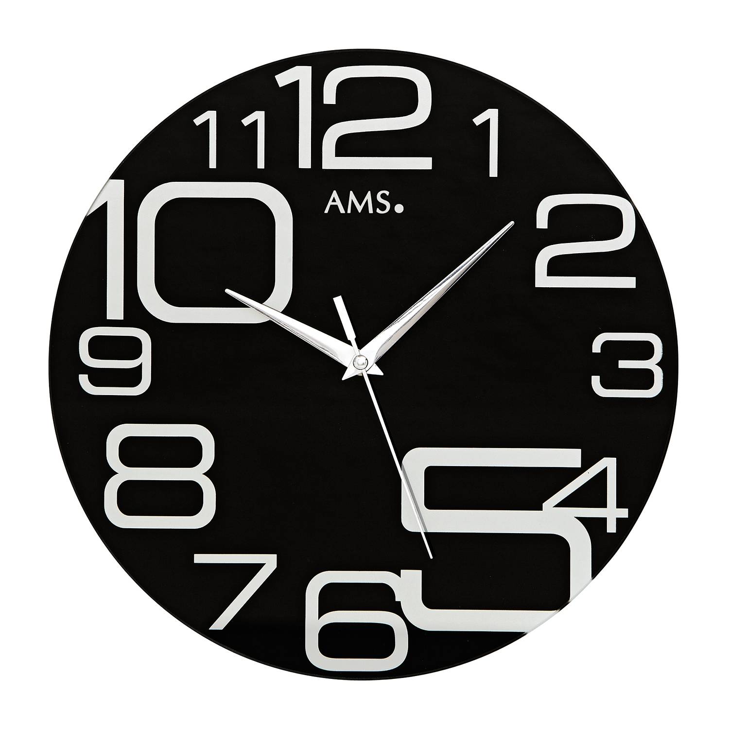 AMS Wanduhr Naranjo Spiegelglas Ø 40 cm Schwarz/Weiß von AMS