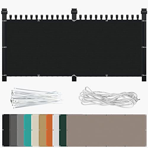 Balkonsichtschutz Schattiernetz 80 x 500 cm mit Ösen und Kabelbinder Sun Segel HDPE aus Starken Material für Seite den Balkon Garten Terrasse, Schwarz von AMZHU