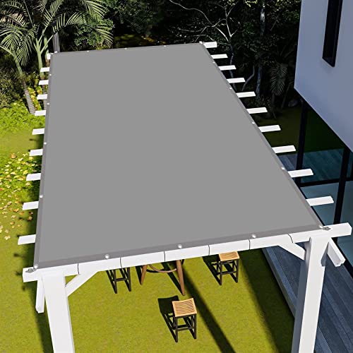 Rechteckiges Sonnensegel 4x5.5M wasserabweisend Quadrat Schwimmbäder Party Segeltuch Pergola 98% UV Schutz Leinen inkl Befestigungsseile, Hellgrau von AMZHU