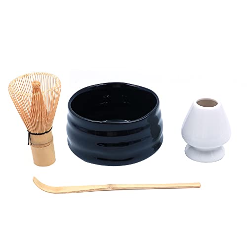 ANCLLO 4-teiliges japanisches Matcha-Teeset, Schneebesen, Schale, Halter, Bambuslöffel für traditionelle japanische Teezeremonie #1 von ANCLLO