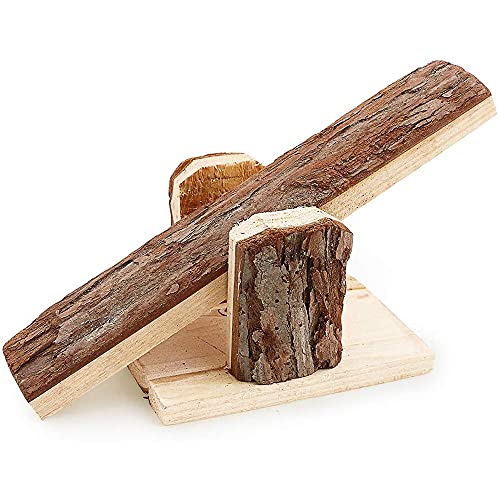 ANCLLO Natürliche Holzwippe für Kleintiere, Hamster, Rennmäuse, Eichhörnchen, Mäuse, Übungen, Spiele, Zähne, Kauen - Natural Living Wippe, 22 x 8,5 x 8 cm von ANCLLO