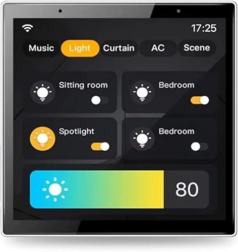 ANJIELO SMART WiFi SmartSwitchDimmerHintergrundmusik-Player, Dimmer und Hintergrundmusik-Player 4''-Schalttafel In-Wall Touchscreen-Steuerung für verschiedene Tuya Smart Appliances von ANJIELO SMART