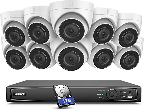 ANNKE 4K Ultra HD POE Überwachungskamera Kit Video 8MP mit IP-Kamera 10X 8MP H.265+ 16CH NVR Recorder mit Festplatte 1TB 30m Farbe Nachtsicht von ANNKE