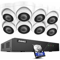 5MP 8CH PoE-Überwachungskamera-Set für den Außenbereich, Videoüberwachungsset mit 2 tb nvr und 8 x 5 mp PoE-IP-Kamera mit Audio, IP67 wasserdicht, 30 von ANNKE