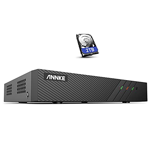 ANNKE 8CH PoE NVR mit 2 TB HDD für 6MP/5MP/4MP/1080p/720p PoE IP Kamera, 24/7 Überwachung Indoor Outdoor, mit 8 PoE Ports, unterstützt ONVIF, HDMI/VGA Ausgang, Fernzugriff, H.265+ von ANNKE