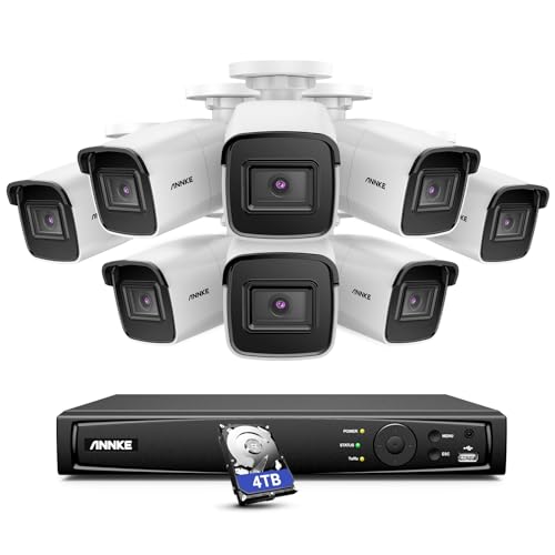 ANNKE H800 4K Überwachungskamera Set, Videoüberwachung mit 8X 8MP PoE IP Kamera und 12MP 16CH NVR 4TB HDD, Personenerkennung und Fahrzeugerkennung, IP67, 30M IR Nachtsicht für Aussen Innen von ANNKE