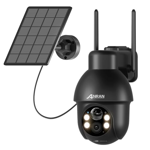 ANRAN 2K HD Überwachungskamera Aussen Akku Solar, Kabellose Überwachungskamera WLAN mit Spotlight, AI-Bewegungserkennung und Alexa-kompatibel, Farbige Nachtsicht, 2 Wege Audio, Q3 Pro Schwarz von ANRAN