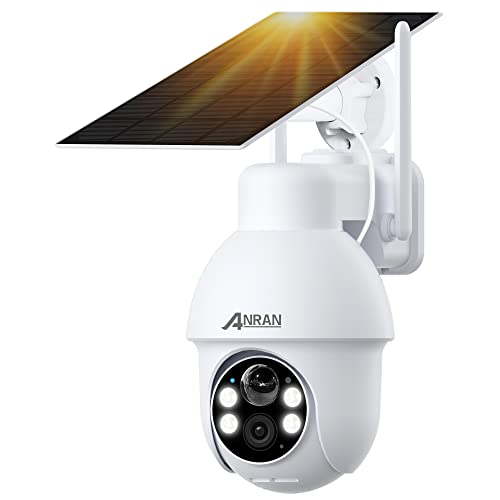 ANRAN 5MP FHD Überwachungskamera Aussen Akku mit Solarpanel, Ultra HD Kabellose Solar Überwachungskamera WLAN mit 4 Spotlight, Farbnachtsicht, PIR-Bewegungserkennung, Alexa Unterstützt, Q3 Max Weiß von ANRAN