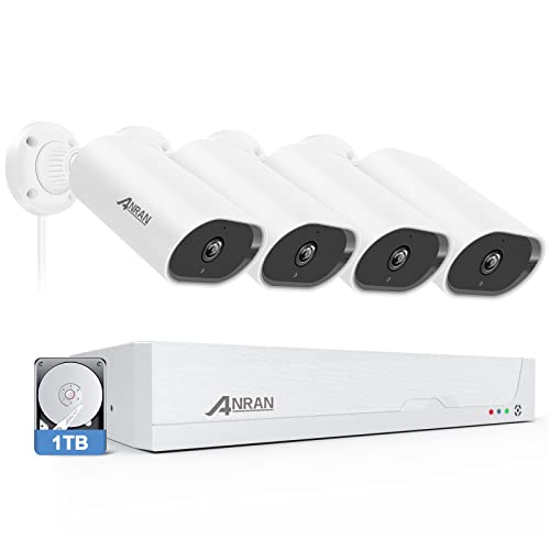 ANRAN 5MP FHD Überwachungskamera Set PoE, 4X 5MP PoE IP Kamera Aussen und 8CH 1TB HDD NVR für 24/7 Aufzeichnungen, Bewegungserkennung, 30M Nachtsicht, Onvif, FTP von ANRAN