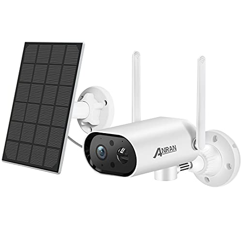 ANRAN 2K Überwachungskamera Aussen Akku WLAN mit Solarpanel, 180 Grad Schwenkbare WLAN IP Kamera mit Handy App-Steuerung, PIR Bewegungsmelder, 2-Wege-Audio, 15M Nachtsicht, S02 Weiß von ANRAN