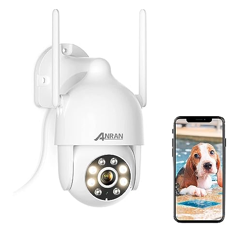 ANRAN Überwachungskamera für den Außenbereich, 360 ° mit 4 Spotlights, Sicherheits-WLAN, drahtlose PTZ-Kamera 1080P Heimüberwachung, 2-Wege-Audio, Sirenenenalarm, Fernzugriff, IP66 wasserdicht von ANRAN
