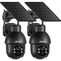 Anran - 2 Stücke Überwachungskamera Aussen Akku Solar, Kabellose Überwachungskamera wlan mit Spotlight, AI-Bewegungserkennung und Alexa-kompatibel, von ANRAN
