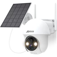 Anran - berwachungskamera Akku außen 3MP wlan 360 Grad Schwenkbare Dome Kamera mit Solarpanel, pir Bewegungserkennung mit Flutlicht und Alarm, von ANRAN