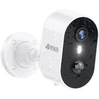 Berwachungskamera Aussen Akku, 3MP Batteriebetriebene Kamera Outdoor mit PIR-Bewegungserkennung, Spotlight, Farbnachtsicht, 2-Wege-Audio Anran C2 Weiß von ANRAN