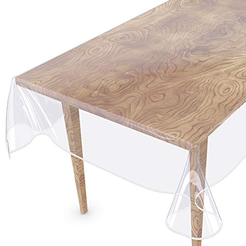 Tischdecke Transparent abwaschbar Durchsichtig Folie mit Saum in Weiß 280x140cm 0,5mm von ANRO