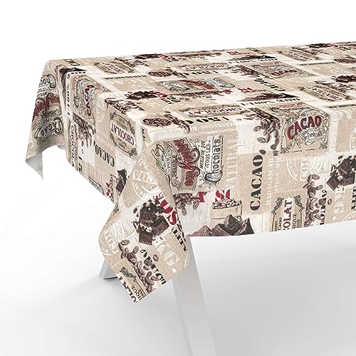 Tischdecke aus Stoff Textil abwaschbar Tischwäsche Tischtuch Baumwolle Polyester Cacao 100x140cm In-/Outdoor Tischdecke von ANRO