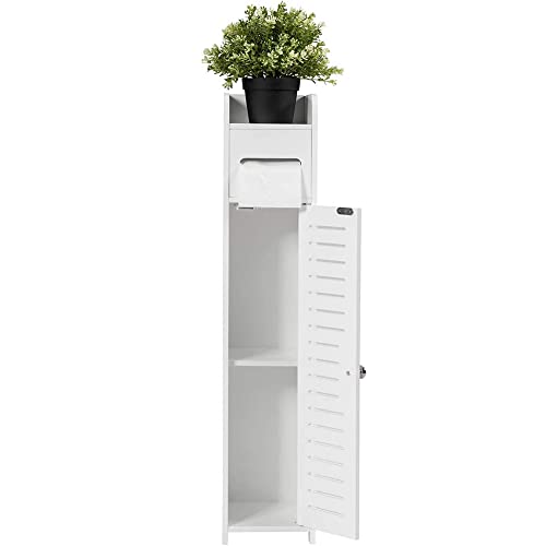 ANSIMIDA Aufbewahrungsschrank Badezimmer-Bodenschrank mit 1 Tür und 1 Etagen, freistehender Badezimmer-Aufbewahrungsschrank PVC, 17 cm T x 15 cm B x 80 cm H von ANSIMIDA