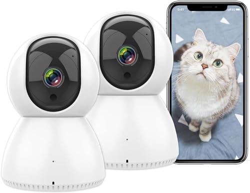 ANTELA Überwachungskamera Innen 2,4/5GHz WiFi,1080P WLAN Indoor Kamera, 355°/90°, 2-Wege-Audio, IR-Nachtsicht, Bewegungserkennung, Kompatibel mit Alexa/Google Home (2pcs) von ANTELA