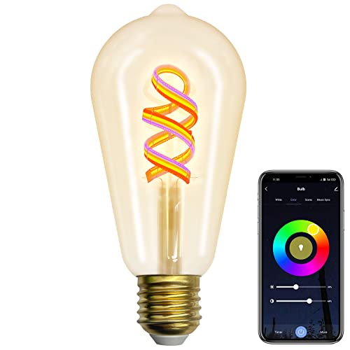 ANTELA Alexa Glühbirnen E27 Smart LED Vintage Edison Lampe 5W, WLAN RGB Dimmbare Birne, APP Steuern Kompatibel mit Google Home, Warmweiß Licht, Kein Hub Benötigt, 1 Stück von ANTELA