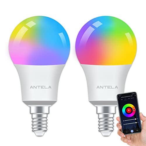 ANTELA Alexa Glühbirne E14 A60 9W 806LM Smart WLAN LED RGB Dimmbare Birne Lampe, App Steuern Kompatibel mit Google Home, Warmweiß (2700K) Kaltweiß (6500K) Licht von ANTELA