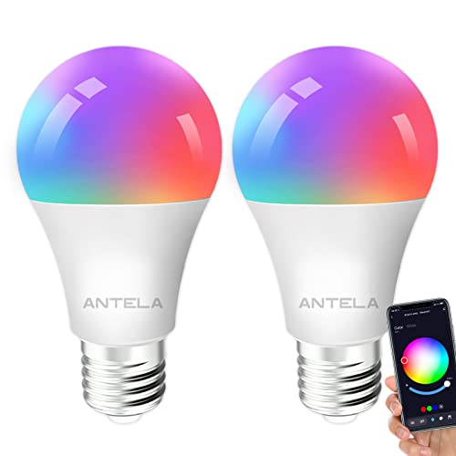 ANTELA LED Glühbirne E27 Bluetooth 9W 806LM Smart LED Dimmbare Birne Lampe, Warmweiß (2700K) Kaltweiß (6500K) Licht, 2 Stück von ANTELA