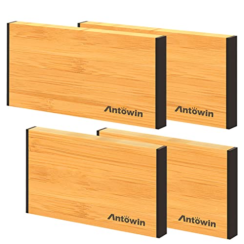 ANTOWIN 4Pcs Schubladentrenner Verstellbar Bambus von ANTOWIN