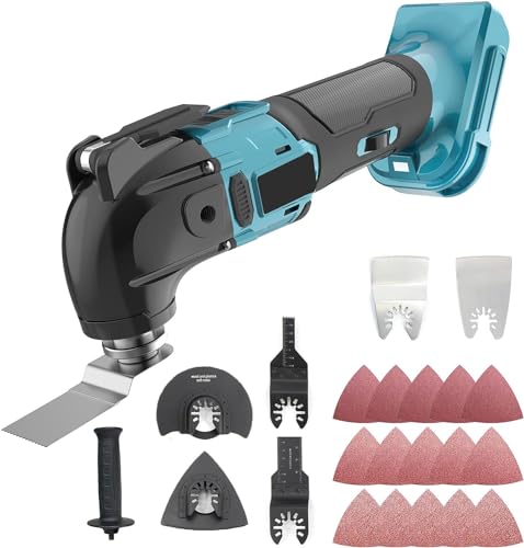 Akku-Multifunktionswerkzeug, Ersetzen für Makita 22 tlg Zubehör Variable Geschwindigkeit und 4° Oszillationswinkel mit 18V Batterie Bürstenmotor Oszillierend zum Schneiden Entfernen von ANUPTTA