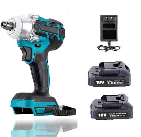 Schlagschrauber Akku 18v Bürstenloser,1/2" Brushless Cordless Drehmoment 350Nm mit LED-Licht Elektrowerkzeug-schlagfrequenz: 2x3000 Akku Schlagschrauber Set für Makita mit Akku und Ladegerät von ANUPTTA