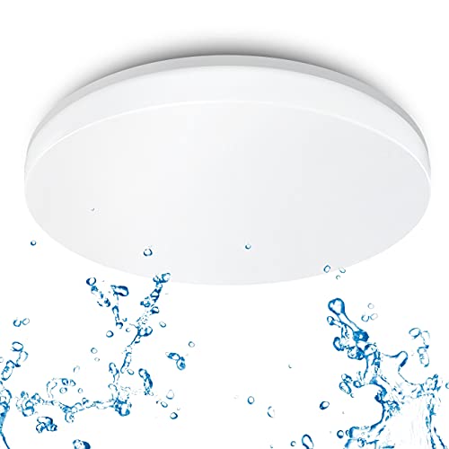 ANWIO 24W Deckenlampe, IP65 Wasserfest Badlampe, 4000K LED Deckenleuchte, 2400lm Lampen ideal für Badezimmer Balkon Flur Küche Wohnzimmer, Neutralweiß Badezimmerlampe Ø33cm von ANWIO