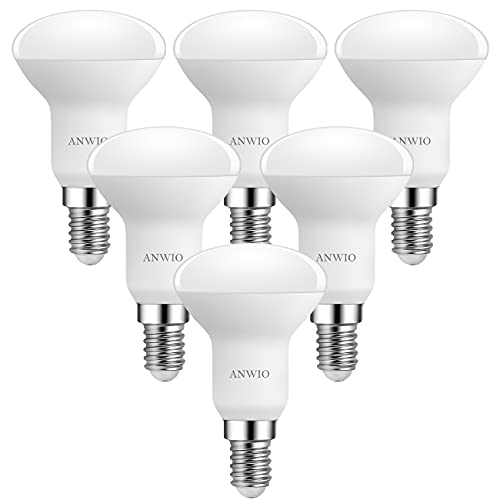 ANWIO 4.9W LED-Lampe E14 R50, 470Lm 6500K Kaltweiß Refkeltorlampen E14, nicht dimmbar (6er Pack) von ANWIO